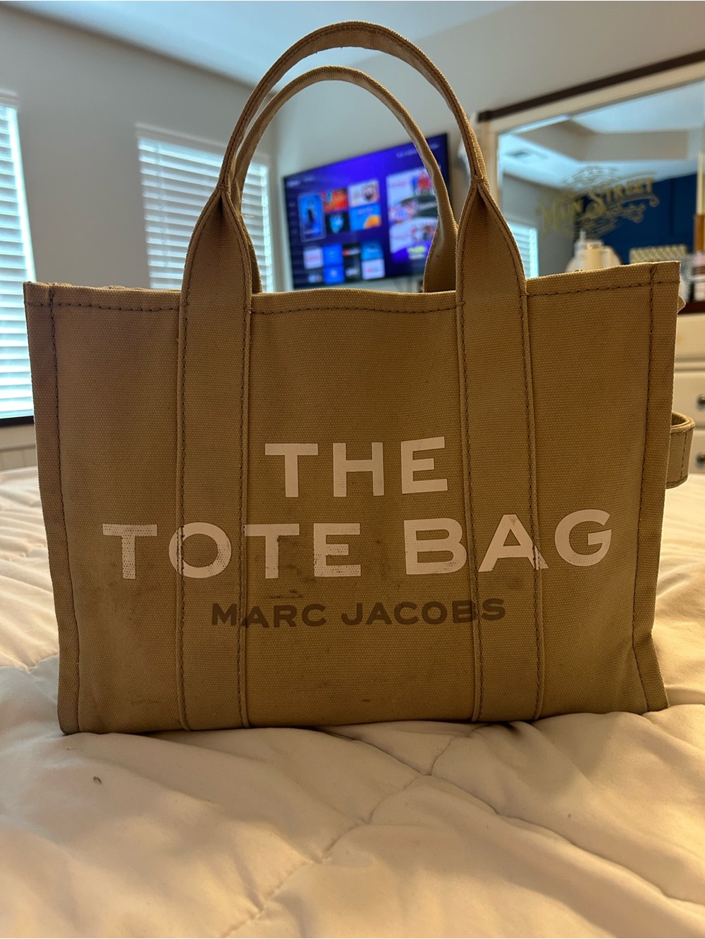 Marc Jacobs Canvas The Tote Bag in Tan with White Logo